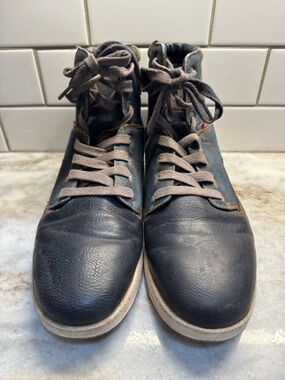 Levis Fletcher Waxed Hi-Top Sneakers Mens Sz 12 Denim Leather Lace Up 51794809U